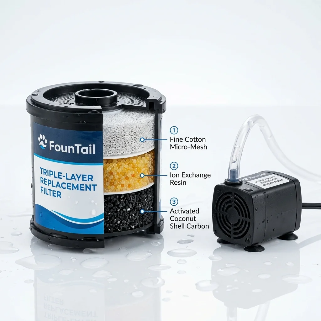 FounTail Triple Layer Filtration Cartridge and Quiet Submersible Pump